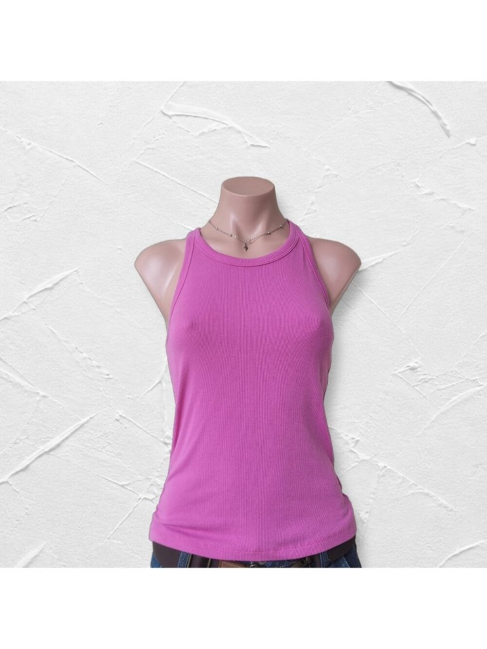 Ultra-Lite Bright Bubblegum Pink Ribbed Fitted Tank Top